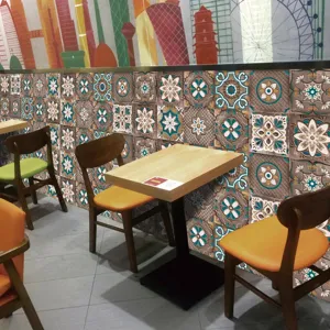 Stickers Carrelage Floral Rétro Imperméables Autoadhésifs Stickers Muraux Mosaïque Carrée Décoration Maison Cuisine Salle de Bains