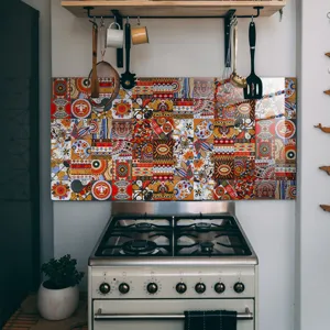 Moroccan retro tile wall sticker self-adhesive kitchen backsplash waterproof home decor detail