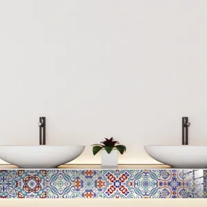 Detailed view of Moroccan retro tile stickers, waterproof self-adhesive wall paper for home decor.