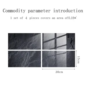 Vue détaillée des autocollants de carrelage en marbre texturé à film cristal.
