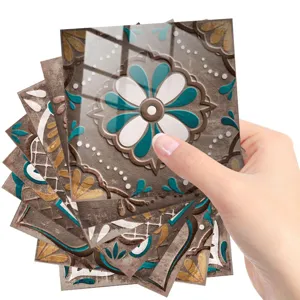 Autocollants de carrelage carrés à motifs rétro adhésifs décoratifs lot de 10