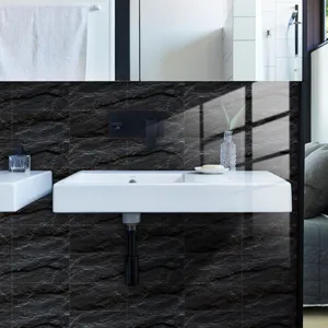 Autocollant de carrelage autocollant en film cristal avec texture ardoise marbre pour mur.