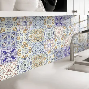 Moroccan tile stickers self-adhesive waterproof wallpaper for kitchen backsplash decor