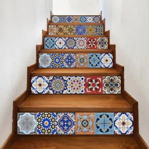 Moroccan vintage stair tile stickers, peel and stick waterproof decals for home decor.