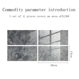 Autocollants de carrelage en marbre gris adhésif 4 pcs 30x15cm film cristal déco mur