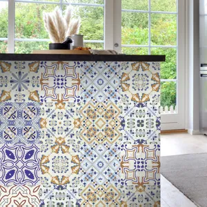 Moroccan tile sticker self-adhesive waterproof wallpaper for kitchen and living room decor