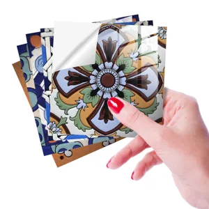 Moroccan retro tile stickers self-adhesive waterproof wall paper for home decoration