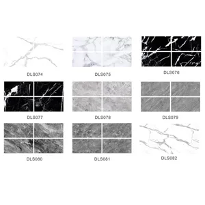 Vista detallada de pegatinas de azulejos de cristal con efecto mármol, gruesas y removibles.