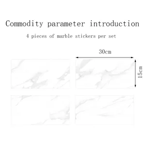 Marble tile sticker detail specification 30x15cm size 4 pieces set for home decoration