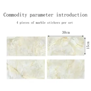 Marble texture wall stickers set of 4 pieces size 30x15cm waterproof decorative tiles detail