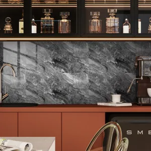 Adhesivo de azulejos de cristal con patrón de mármol autoadhesivo espesado para cocina.