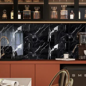 Adhesivo de azulejos de cristal de mármol negro, papel pintado de pared extraíble autoadhesivo.