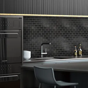 Black self-adhesive mosaic tile stickers peel and stick backsplash for modern kitchen decor MSC