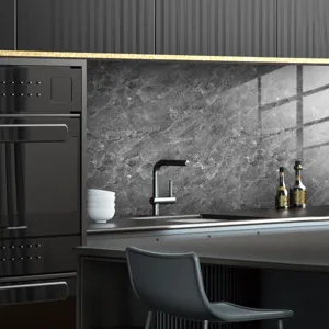 Pegatina de azulejos de cristal de mármol falso impermeable removible cocina