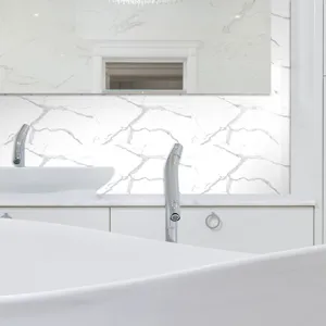 Adhesivo de pared impermeable efecto mármol baldosa de cristal para decoración de baño.