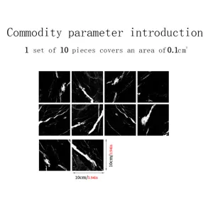 Black marble pattern tile stickers self-adhesive wall stickers 10pcs set home decor