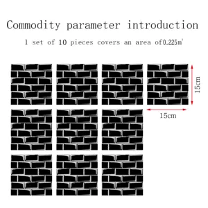 Adesivo piastrelle mosaico PVC impermeabile adesivi da parete per casa 10pz 15x15cm