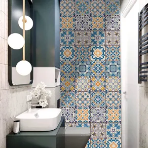 Adesivi per piastrelle impermeabili con motivo floreale mandala per decorazione bagno