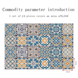 Adesivi per piastrelle con motivo mandala impermeabile decorazione murale 24pz 10x10cm