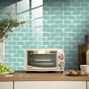 Adesivo per piastrelle verde impermeabile carta da parati PVC cucina ristrutturazione.