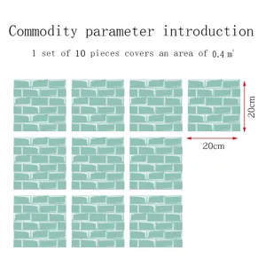 Adesivi per piastrelle mosaico PVC verde motivo mattone 10pz 20x20cm impermeabile decorazione parete