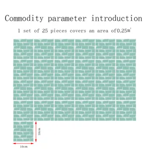 Vista dettagliata adesivo piastrelle mosaico PVC con pellicola di cristallo, 25 pezzi.