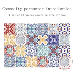 Adesivi per piastrelle mandala, 24 pz 20x20cm adesivi murali decorativi impermeabili casa.