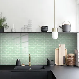 Adesivo piastrelle cucina PVC mattone verde paraschizzi impermeabile decorazione pellicola