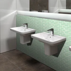 Dettaglio adesivo per piastrelle a mosaico verde con superficie impermeabile per bagno.