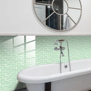 Adesivo per piastrelle a mosaico verde PVC impermeabile decorazione murale bagno lucido