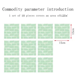 Adesivi per piastrelle mosaico PVC cristallo motivo mattone verde ristrutturazione casa 10pz.