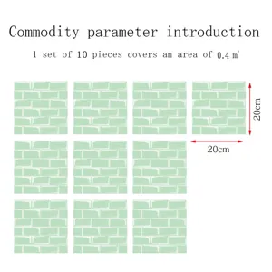 Vista dettagliata delle specifiche e delle dimensioni dell'adesivo per piastrelle.