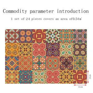 Adesivi per piastrelle mandala set da 24 pezzi decorativi adesivi murali 15x15cm lucidi