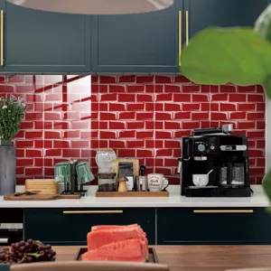 Adesivo per piastrelle rosse PVC impermeabile paraschizzi cucina decorazione casa