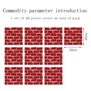 Adesivi per piastrelle a mosaico in mattoni rossi PVC decorazione murale impermeabile 10 pz