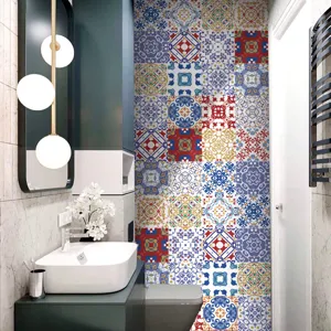 Adesivi per piastrelle con motivo mandala per decorazione murale, carta da parati impermeabile.