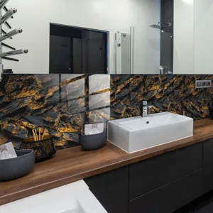 Adesivo murale texture marmo nero oro impermeabile pellicola cristallo spessa