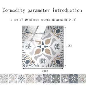 Adesivo per piastrelle vintage pellicola cristallo impermeabile 10x10cm vista dettaglio