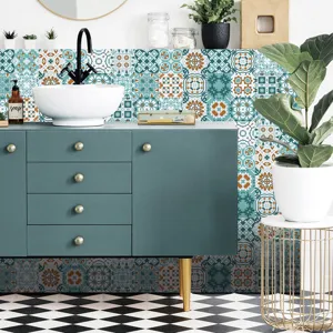 Adesivi per piastrelle mandala decorativi per parete cucina e bagno, stile vivace.