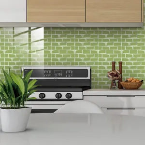 Adesivo per piastrelle a mosaico in PVC verde per paraschizzi cucina, decorazione murale.