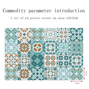 Dettaglio adesivi per piastrelle mandala, set 24 pezzi, 15x15cm ciascuno, decorazione.