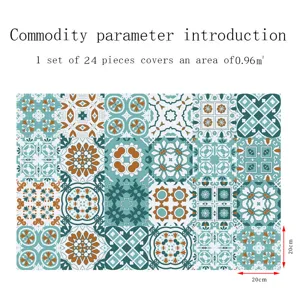 Adesivi per Piastrelle Mandala Impermeabili Autoadesivi da Parete 24Pz 20x20cm