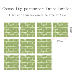 Adesivi per piastrelle in mosaico PVC dettagli, 10 pezzi coprono 0,4 mq, misura 20x20cm.