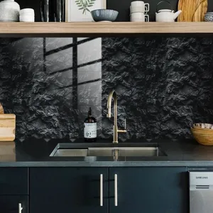 Adesivo murale texture pietra nera marmo paraschizzi cucina impermeabile pellicola cristallo