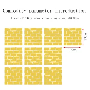 Immagine di specifica dettagliata con 10 pezzi adesivi per piastrelle in PVC.