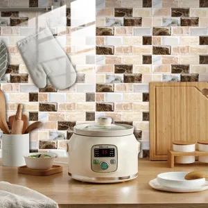 Adesivo per piastrelle a mosaico in PVC lucido per ristrutturazione pareti, impermeabile.