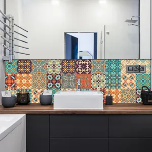 Adesivi per piastrelle mandala impermeabili per decorazione parete bagno cucina, PVC.
