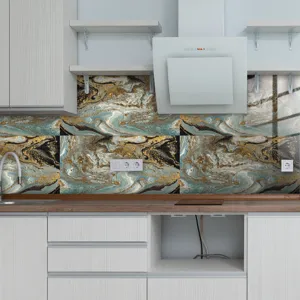 Adesivo murale cucina con motivo marmo impermeabile, adesivo decorativo per piastrelle.
