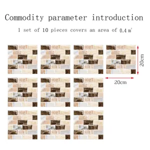 Adesivi per piastrelle mosaico marmo film cristallo, adesivi murali PVC 10 pz 0.4 mq