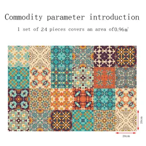 Adesivi per piastrelle mandala 24 pezzi 20x20cm adesivo murale retrò impermeabile per decorare.